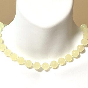 Nature Yellow Jade Choker, Large Genuine Gemstone Beaded Necklace